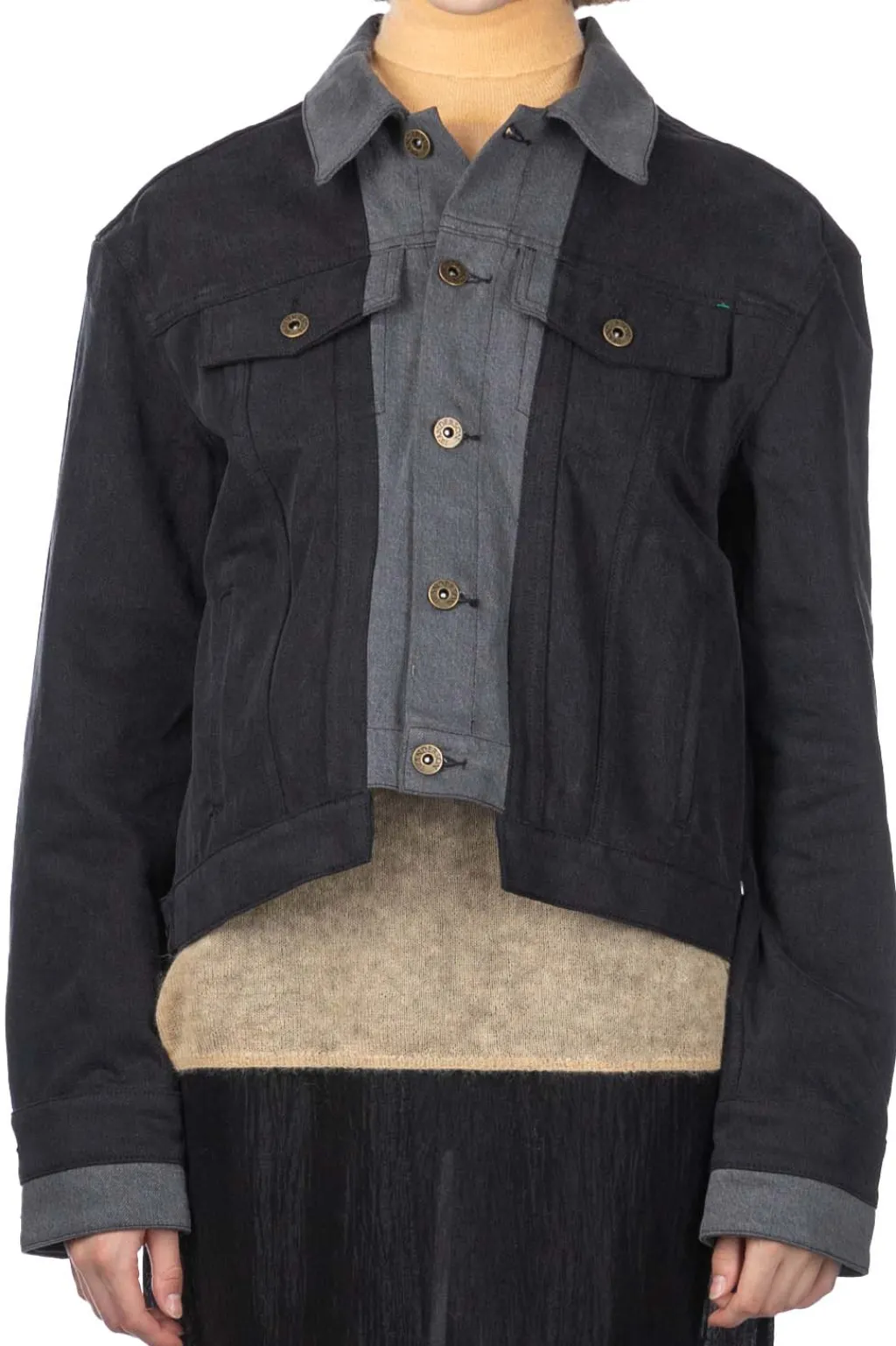 Clearance JW Anderson Layered Denim Jacket - Dark Grey