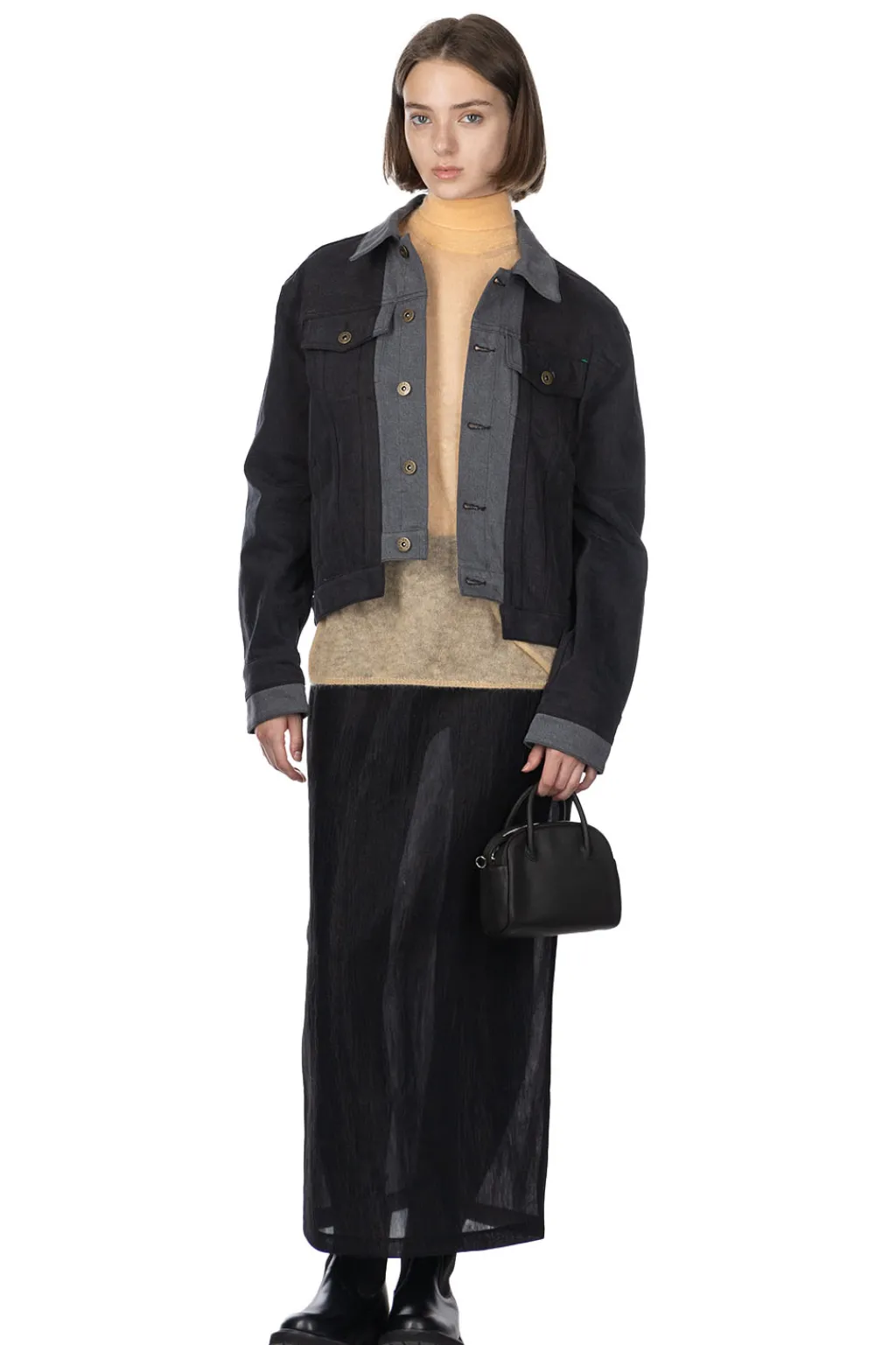 Clearance JW Anderson Layered Denim Jacket - Dark Grey
