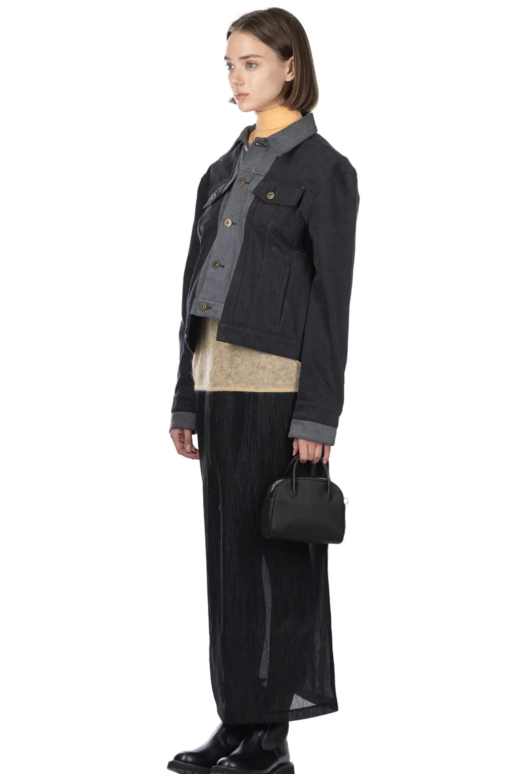 Clearance JW Anderson Layered Denim Jacket - Dark Grey