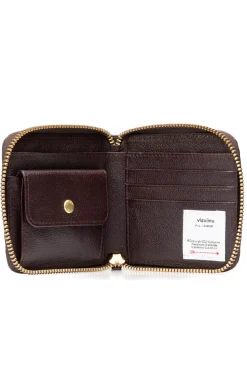 Online Visvim Leather BI-Fold KNGR - Burgundy