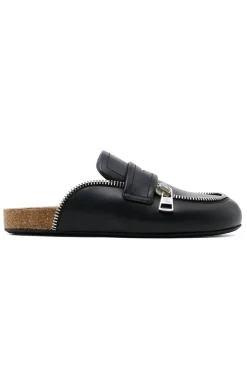 Hot JW Anderson Leather Biker Loafer Mules - Black