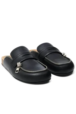 Hot JW Anderson Leather Biker Loafer Mules - Black