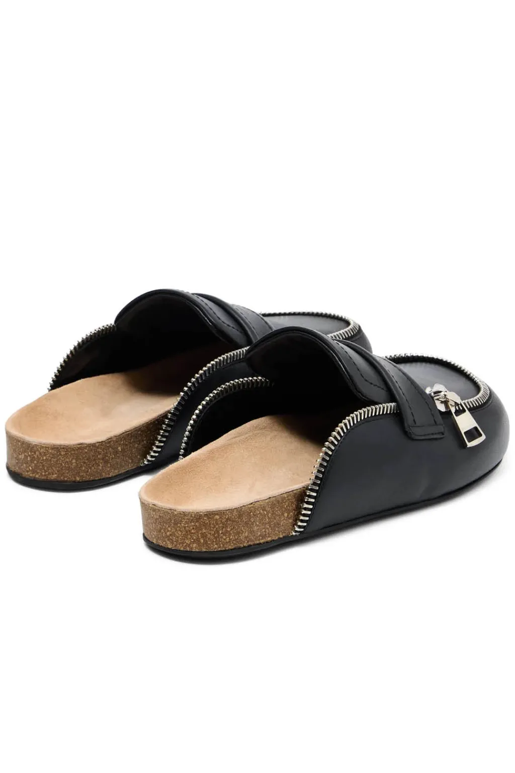 Hot JW Anderson Leather Biker Loafer Mules - Black