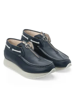 Discount Kapital Leather ZIP Deck Sneaker - Navy