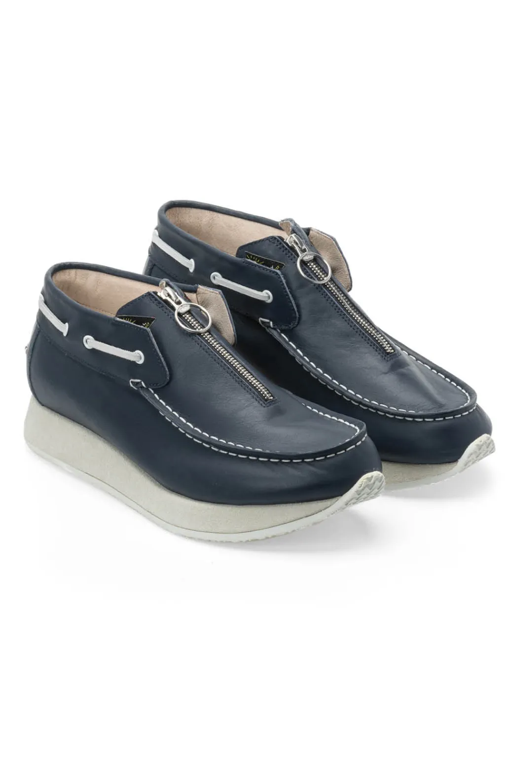 Discount Kapital Leather ZIP Deck Sneaker - Navy