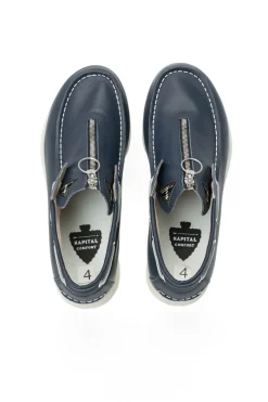 Discount Kapital Leather ZIP Deck Sneaker - Navy