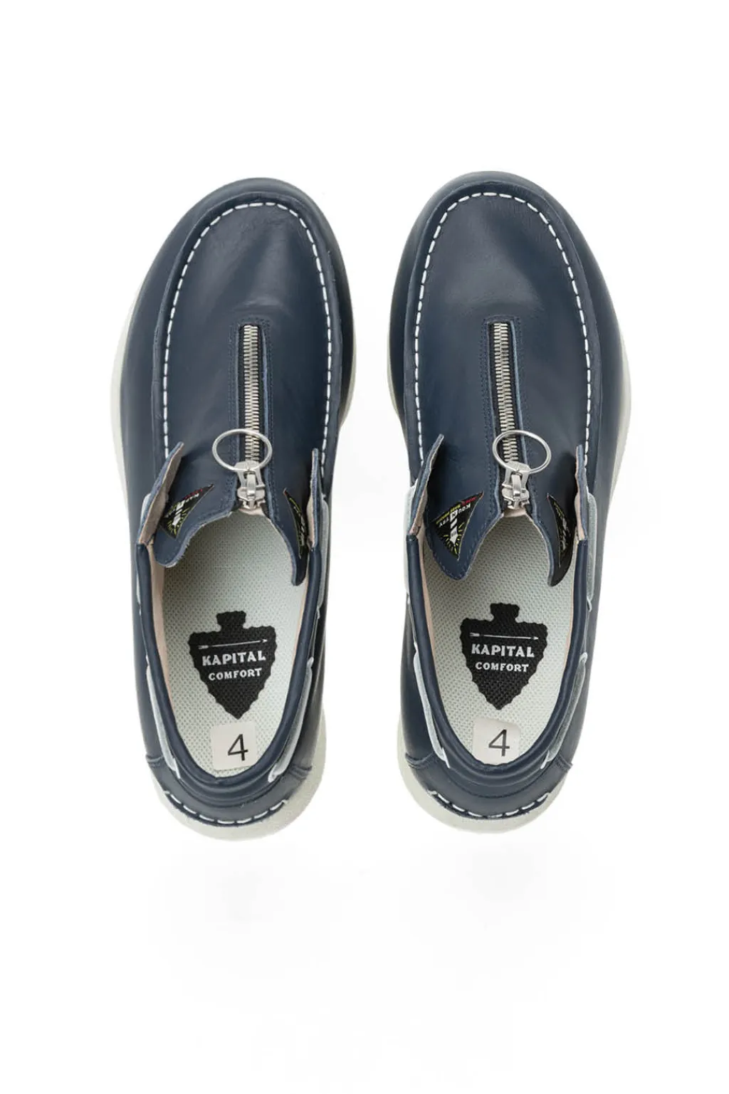 Discount Kapital Leather ZIP Deck Sneaker - Navy