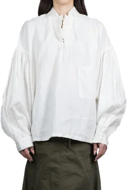 Online Kapital Linen Canvas Frill GYPSY Blouse - White