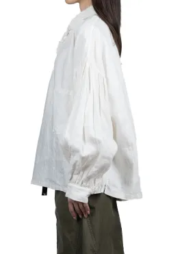 Online Kapital Linen Canvas Frill GYPSY Blouse - White