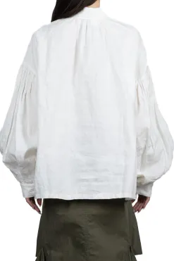 Online Kapital Linen Canvas Frill GYPSY Blouse - White