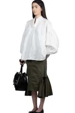 Online Kapital Linen Canvas Frill GYPSY Blouse - White