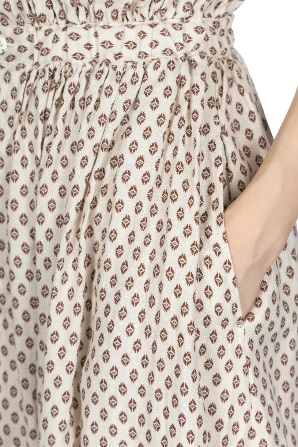 Hot Kapital Linen CHIMA-MON Non-Sleeve GYPSY Dress - Natural