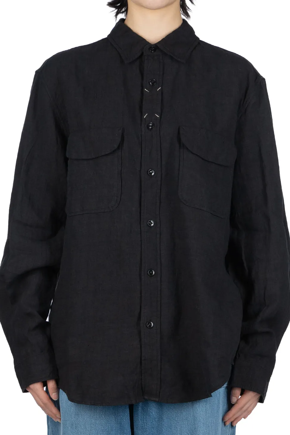 Discount Kapital Linen CLIP Shirt - Black