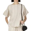 Outlet Nachukara Linen Cotton Check Pullover - Natural Stripe