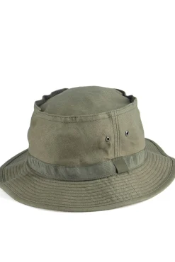 Fashion Cableami Linen Cotton Oxford Pork-pie Hat - Olive