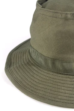 Fashion Cableami Linen Cotton Oxford Pork-pie Hat - Olive