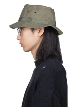 Hot Cableami Linen Cotton Oxford Pork-pie Hat - Olive