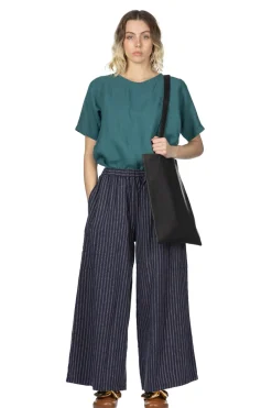 Fashion A+Koloni Linen Cotton Stripe Pants