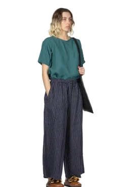 Fashion A+Koloni Linen Cotton Stripe Pants
