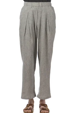 Clearance Evam Eva Linen Cotton Tuck Pants - Antique White