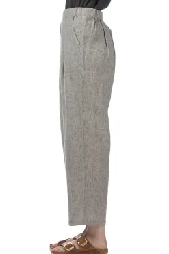 Clearance Evam Eva Linen Cotton Tuck Pants - Antique White