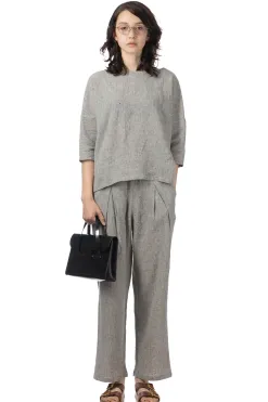 Clearance Evam Eva Linen Cotton Tuck Pants - Antique White