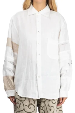 Hot Kapital Linen Drawn Work Hippie Sleeve Shirt