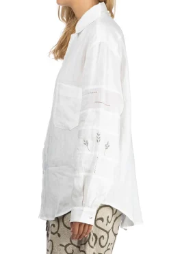 Hot Kapital Linen Drawn Work Hippie Sleeve Shirt