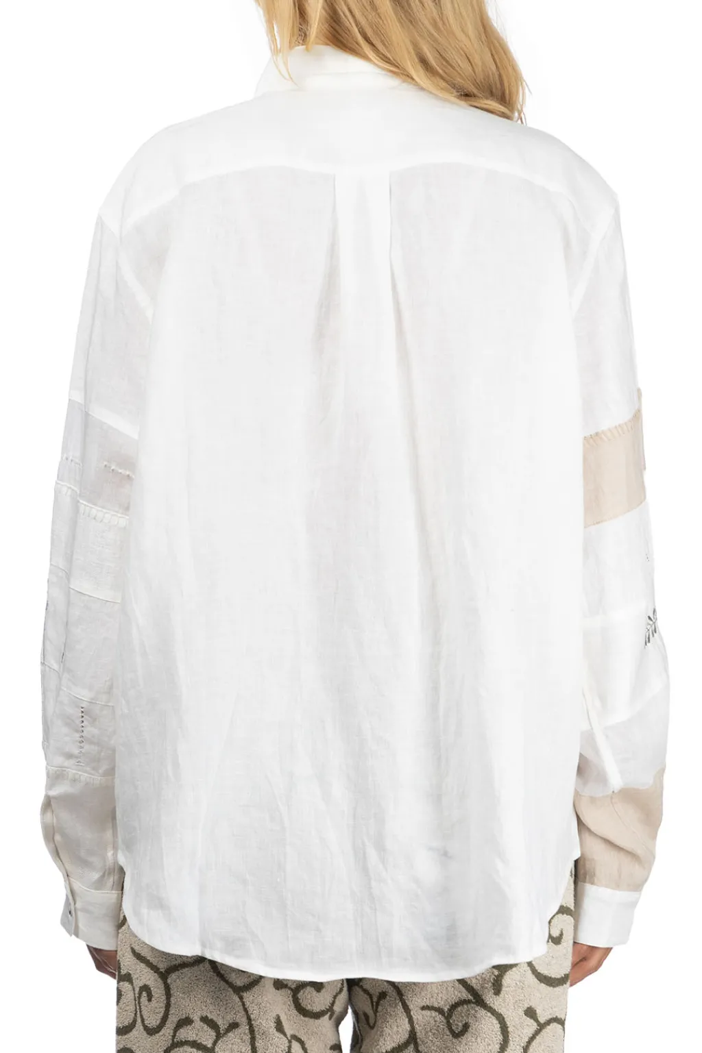 Hot Kapital Linen Drawn Work Hippie Sleeve Shirt