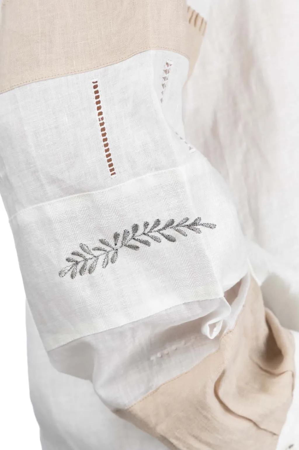 Hot Kapital Linen Drawn Work Hippie Sleeve Shirt