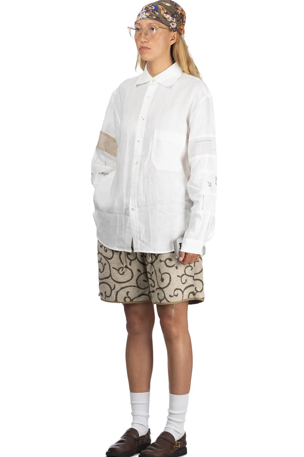 Hot Kapital Linen Drawn Work Hippie Sleeve Shirt