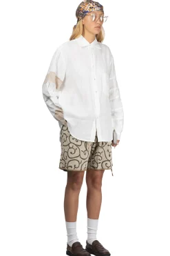 Hot Kapital Linen Drawn Work Hippie Sleeve Shirt