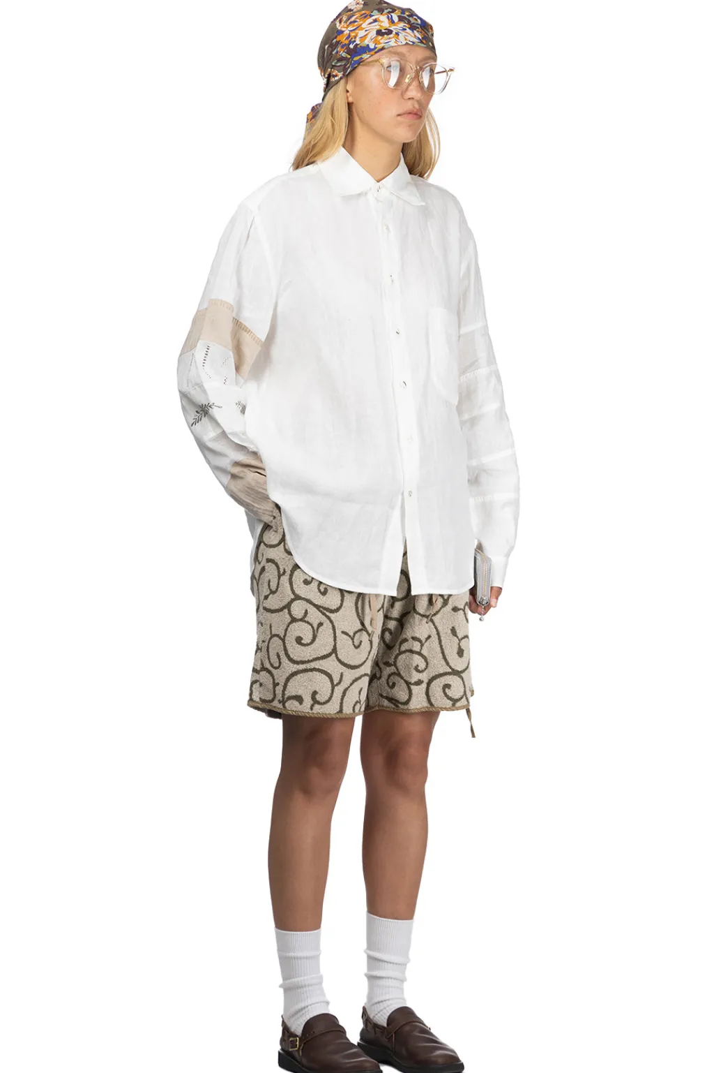 Hot Kapital Linen Drawn Work Hippie Sleeve Shirt
