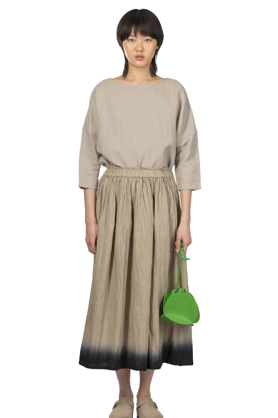 Online Evam Eva Linen Gradation Skirt - Grege