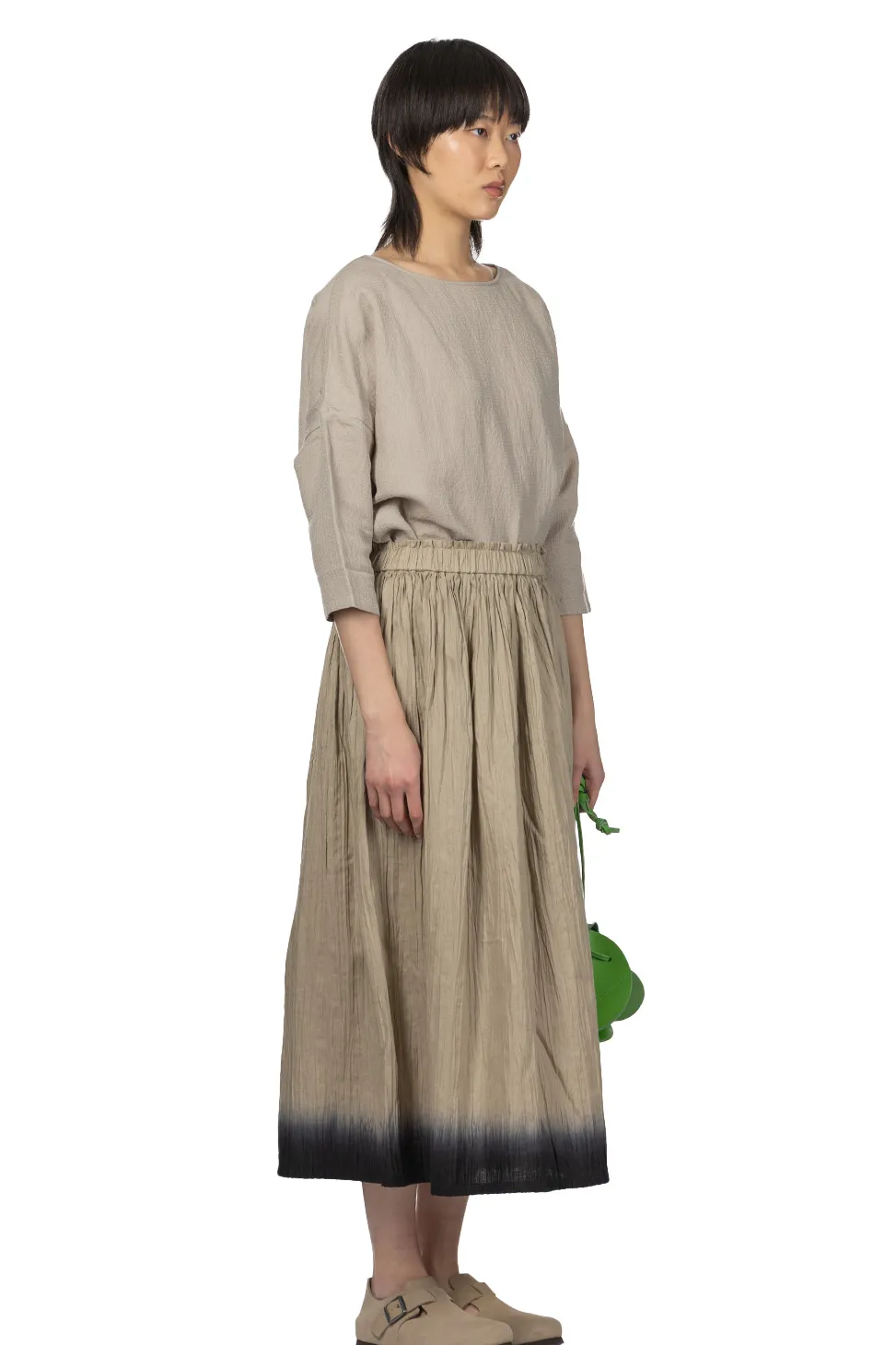 Online Evam Eva Linen Gradation Skirt - Grege