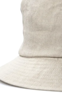 Fashion Cableami Linen Herringbone Bucket Hat - Ecru