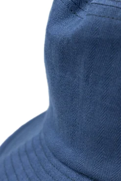 Hot Cableami Linen Herringbone Bucket Hat - Indigo