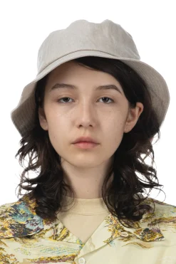 Fashion Cableami Linen Herringbone Bucket Hat - Ecru