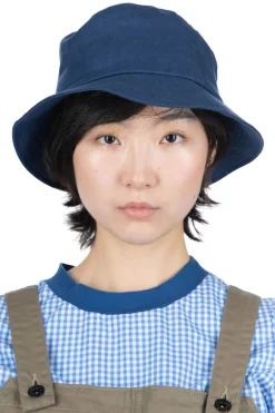 Hot Cableami Linen Herringbone Bucket Hat - Indigo