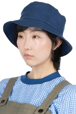 Hot Cableami Linen Herringbone Bucket Hat - Indigo