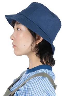Hot Cableami Linen Herringbone Bucket Hat - Indigo