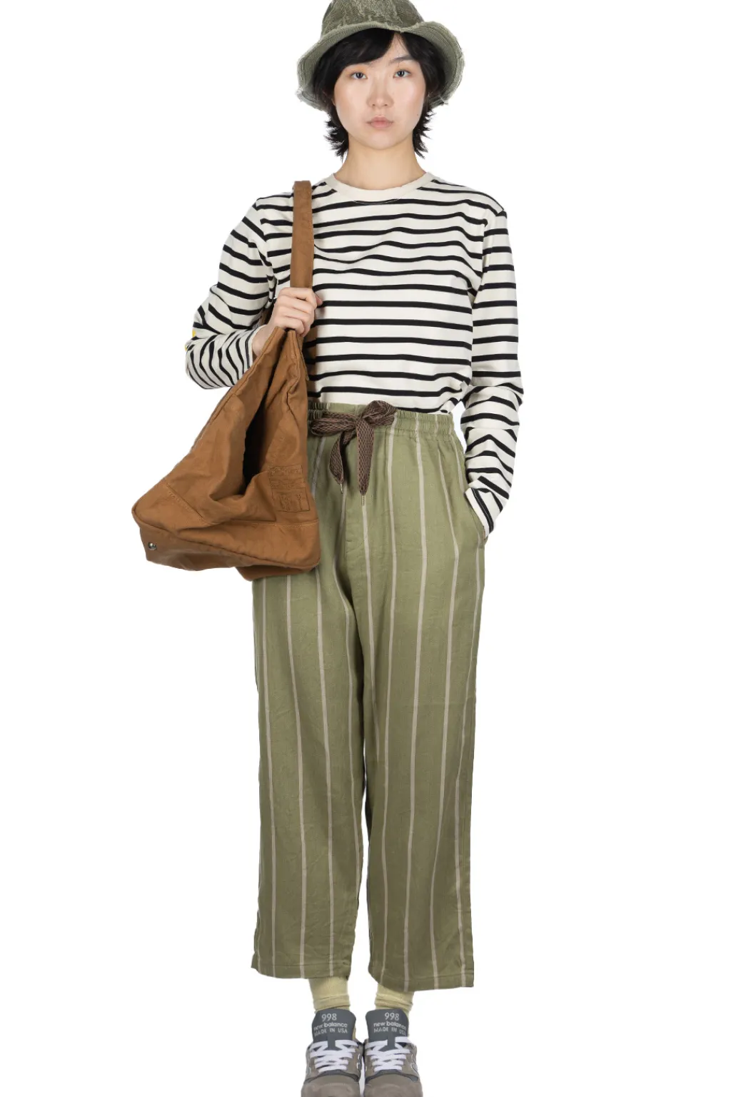 Hot Kapital Linen PHILLIES Stripe EASY Pants - Khaki
