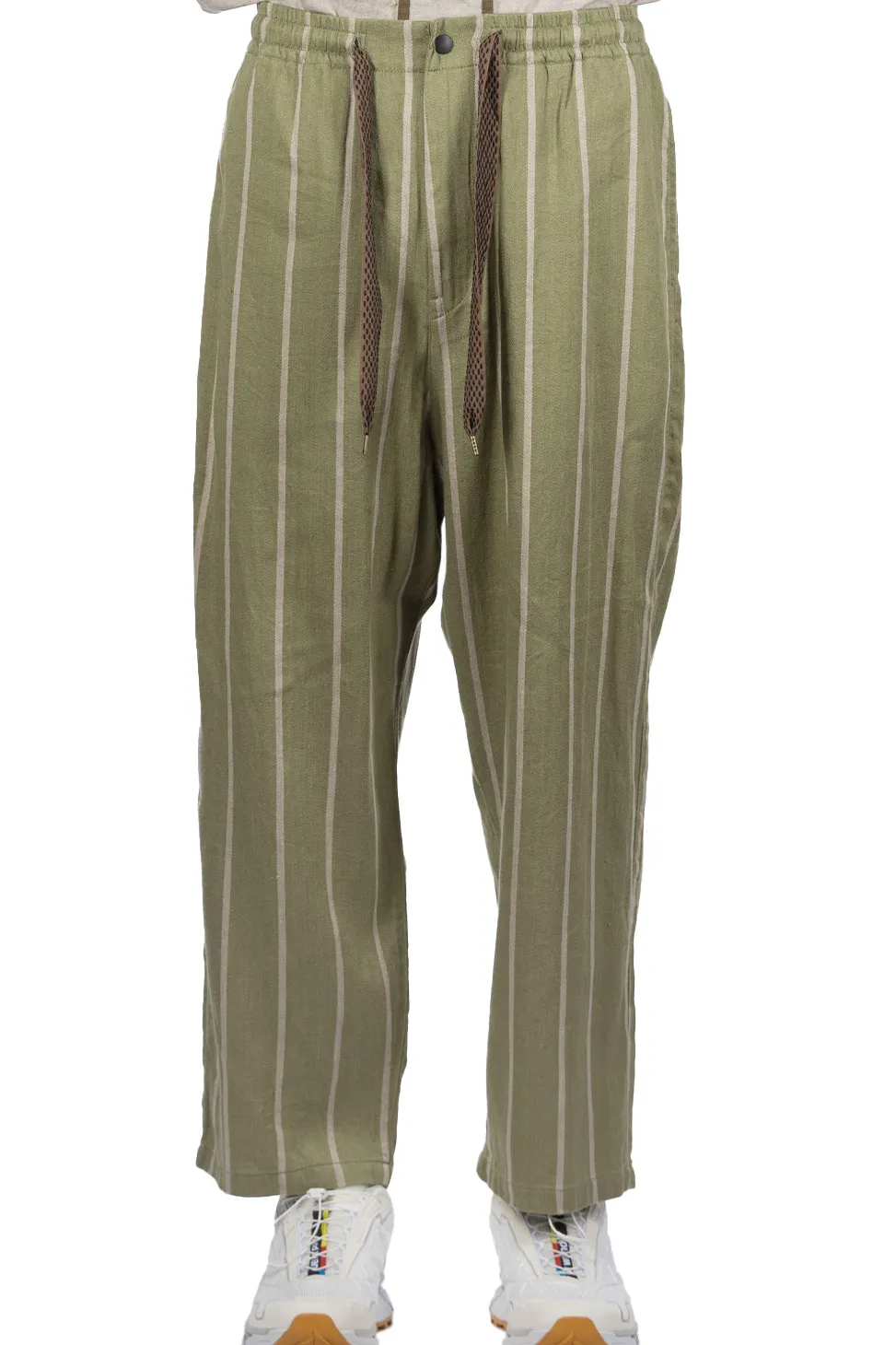Outlet Kapital Linen PHILLIES Stripe EASY Pants - Khaki
