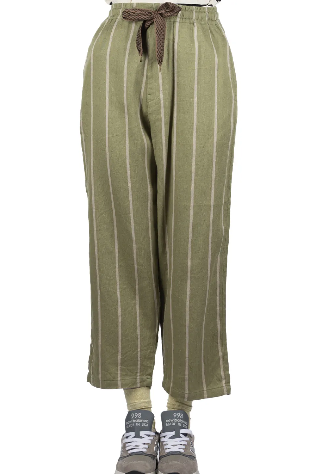 Hot Kapital Linen PHILLIES Stripe EASY Pants - Khaki
