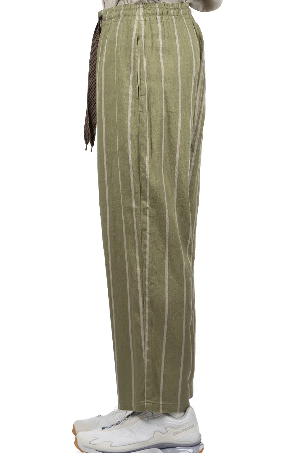 Outlet Kapital Linen PHILLIES Stripe EASY Pants - Khaki