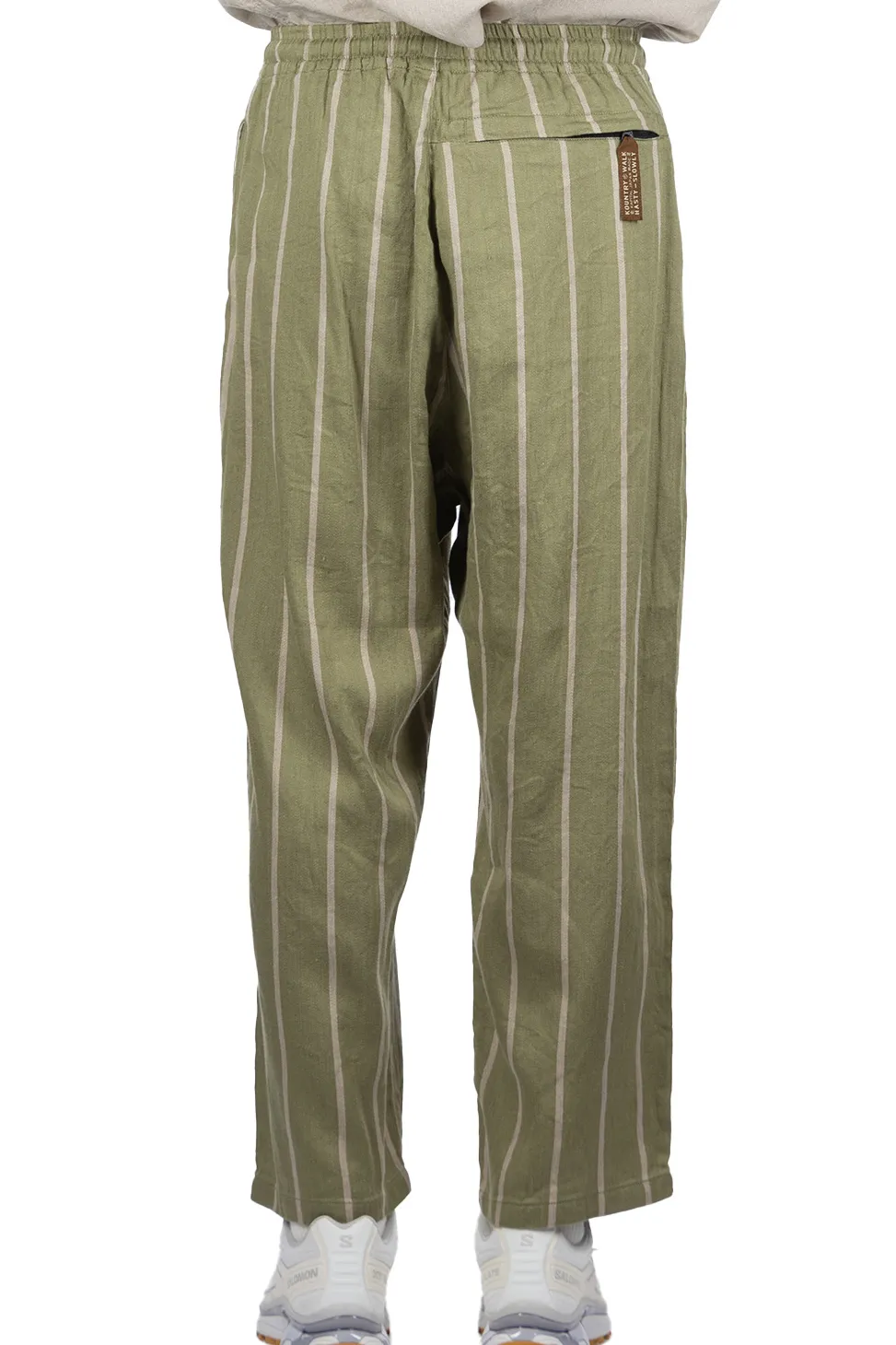 Outlet Kapital Linen PHILLIES Stripe EASY Pants - Khaki