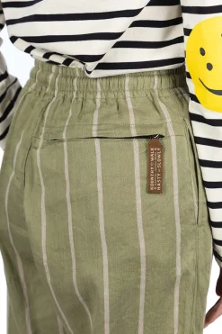 Hot Kapital Linen PHILLIES Stripe EASY Pants - Khaki