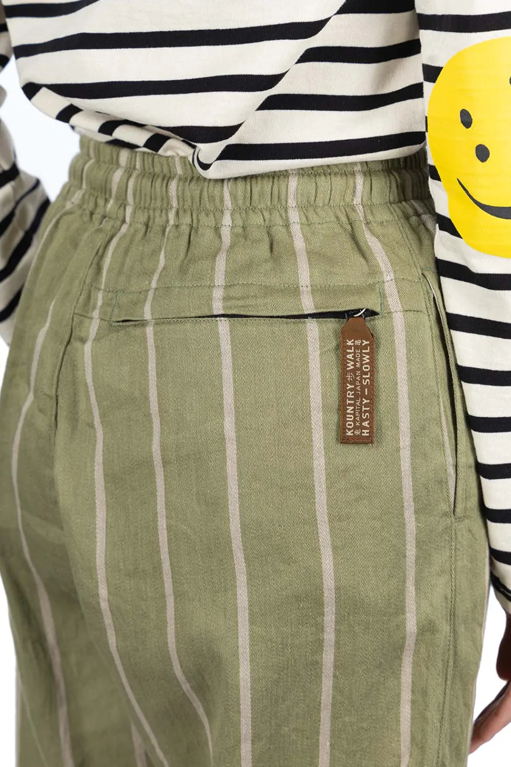 Hot Kapital Linen PHILLIES Stripe EASY Pants - Khaki