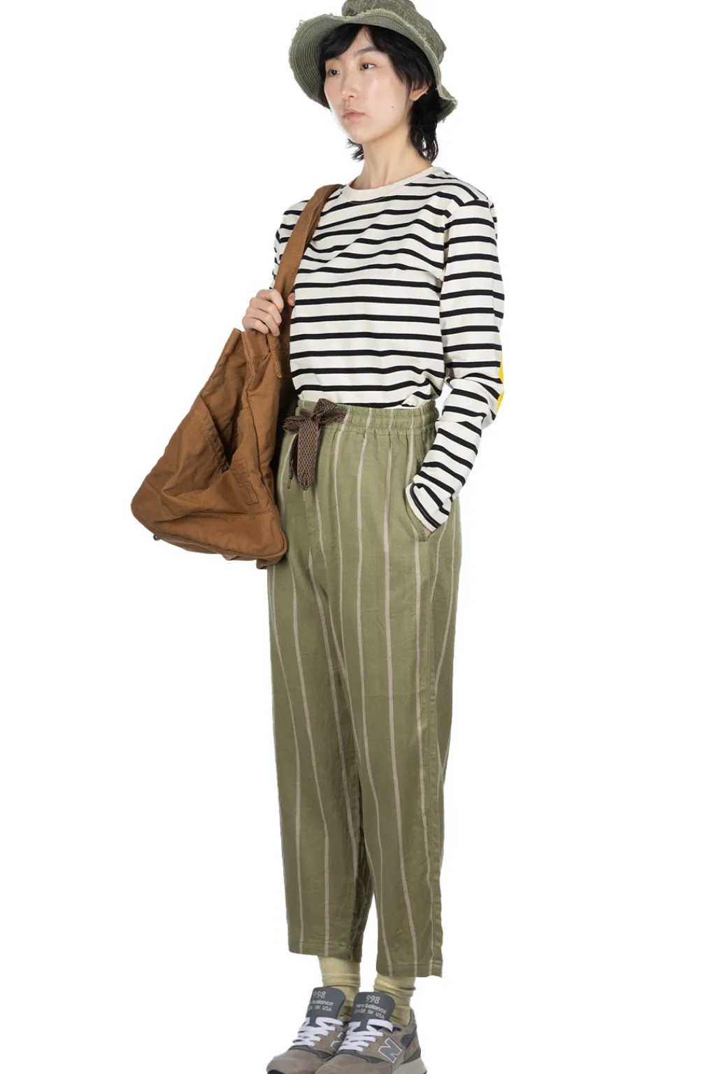 Hot Kapital Linen PHILLIES Stripe EASY Pants - Khaki