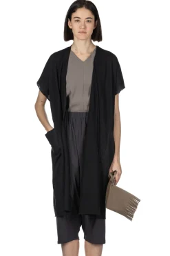 Sale Evam Eva Linen Robe Vest - Black